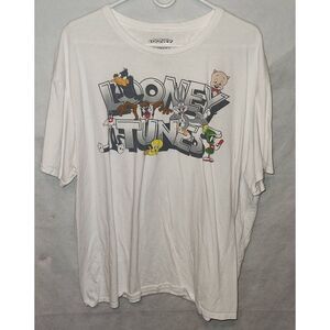 LOONEY TUNES White T shirt 2XL short sleeve Tweety Sylvester Tasmanian Devil Bug